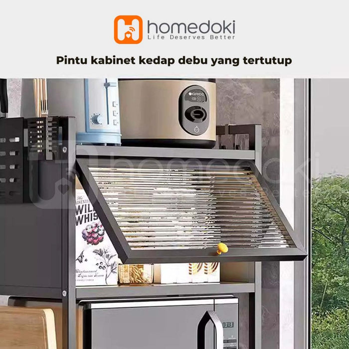 Homedoki Rak Dapur Multitingkat Adjustable/ Rak Microwave /Rice Cooker Rak /Rak Penyimpanan Serbaguna