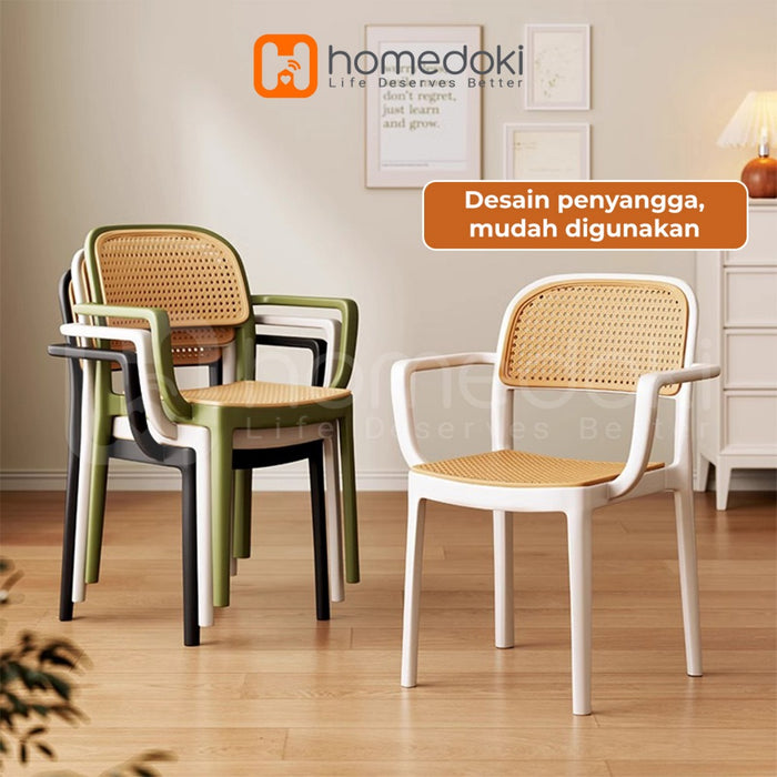 Homedoki Kursi Plastik/Kursi Teras/Kursi Makan/Kursi Cafe/Kursi Rotan