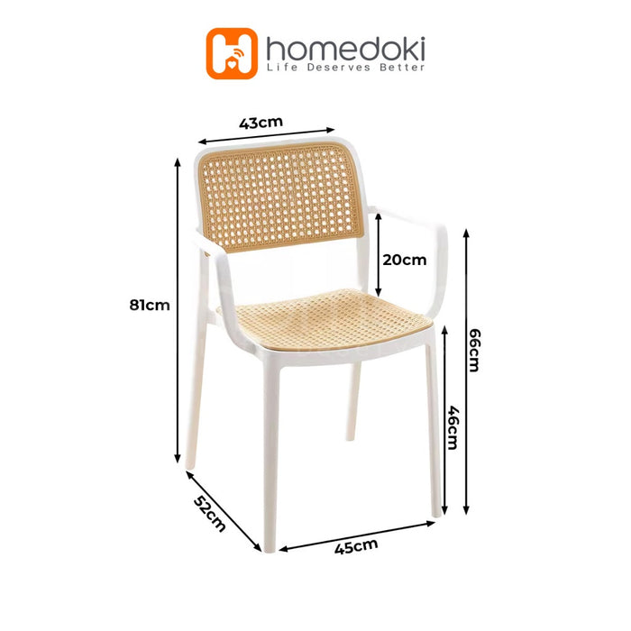 Homedoki Kursi Plastik/Kursi Teras/Kursi Makan/Kursi Cafe/Kursi Rotan