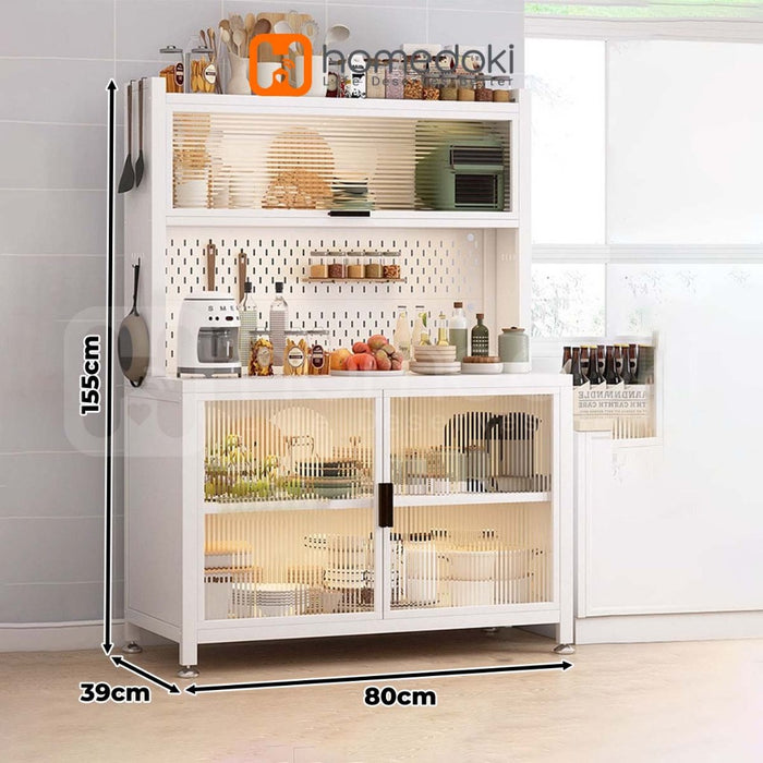 Homedoki Rak Dapur/ Lemari Dapur Dengan Pintu /Rak Penyimpanan Microwave Oven /Rak Dapur Serbaguna /Rak Susun /Rak Piring Wastafel