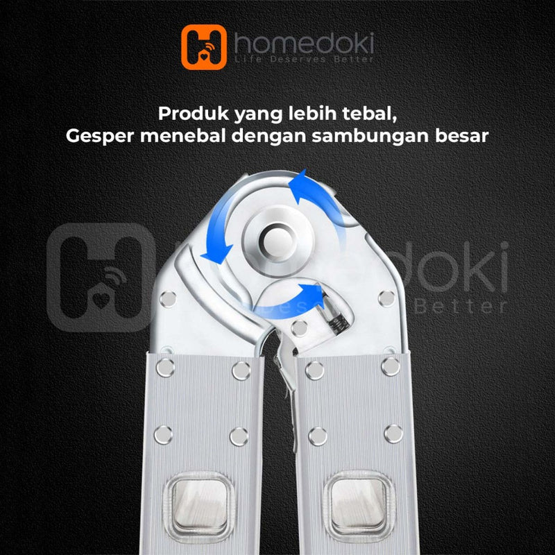 Homedoki Tangga Lipat Aluminium/Tangga Besi/Tangga Lipat/Tangga 9/10/11/12 Steps