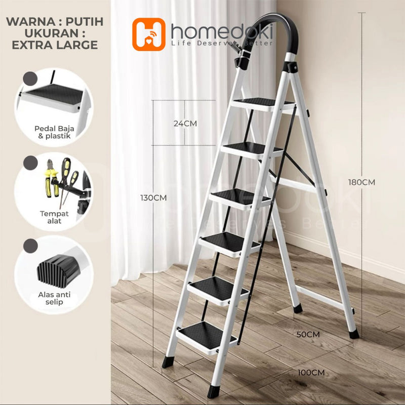 Homedoki Tangga Lipat Aluminium/Tangga Besi/Tangga Lipat/Tangga 9/10/11/12 Steps