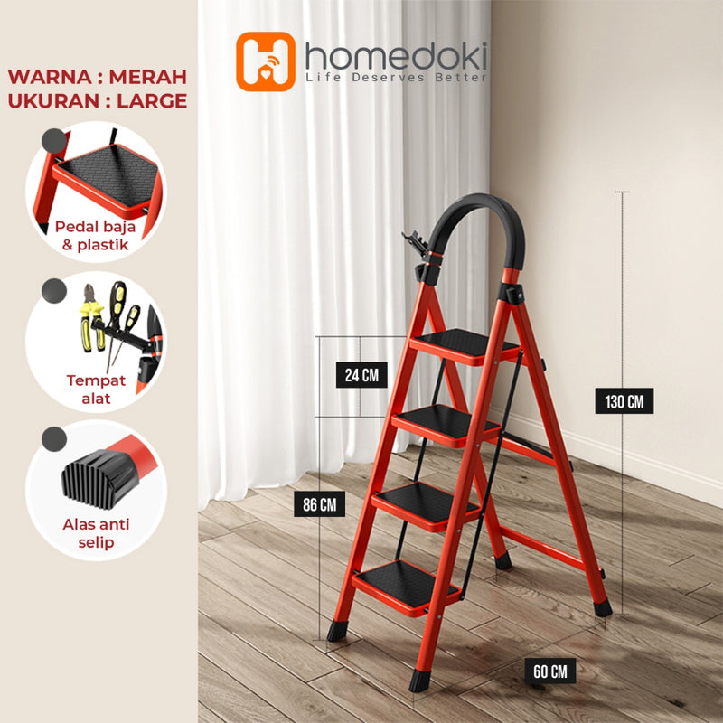 Homedoki Tangga Lipat Aluminium/Tangga Besi/Tangga Lipat/Tangga 9/10/11/12 Steps
