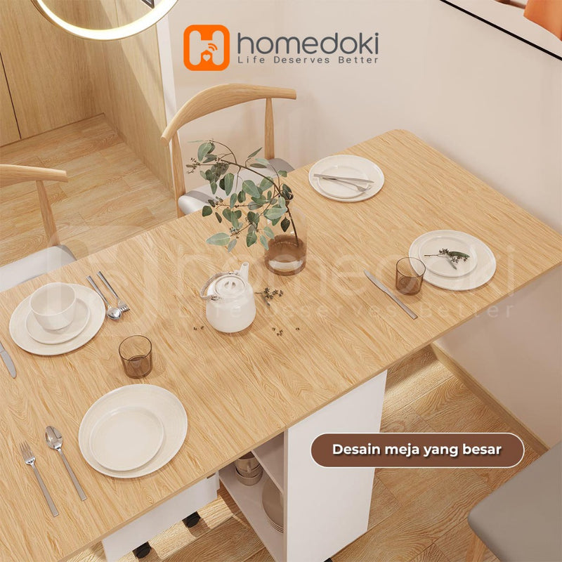 Homedoki Meja Makan Lipat / Meja Makan / Meja Lipat / Meja Makan Kayu / Meja Lipat Sederhana