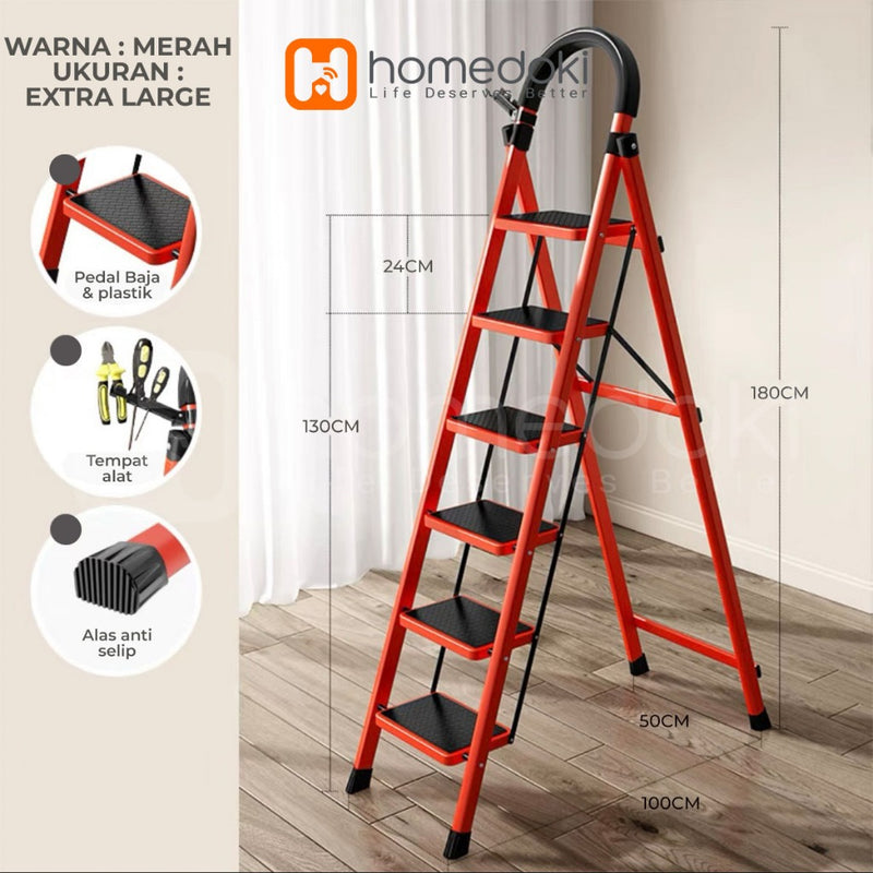 Homedoki Tangga Lipat Aluminium/Tangga Besi/Tangga Lipat/Tangga 9/10/11/12 Steps