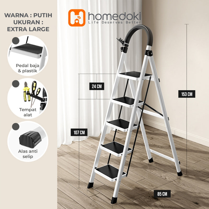 Homedoki Tangga Lipat Aluminium/Tangga Besi/Tangga Lipat/Tangga 9/10/11/12 Steps