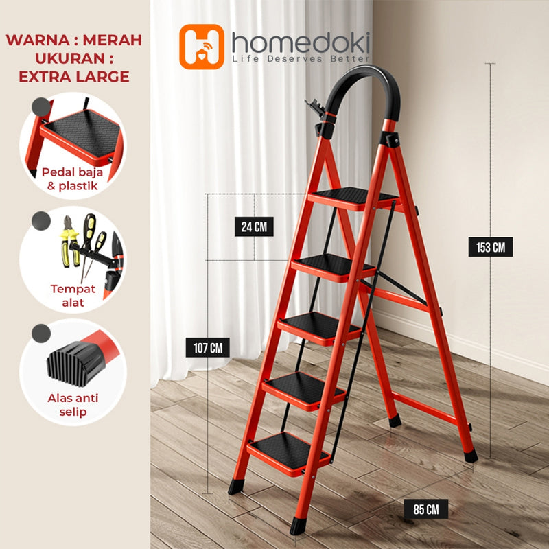Homedoki Tangga Lipat Aluminium/Tangga Besi/Tangga Lipat/Tangga 9/10/11/12 Steps