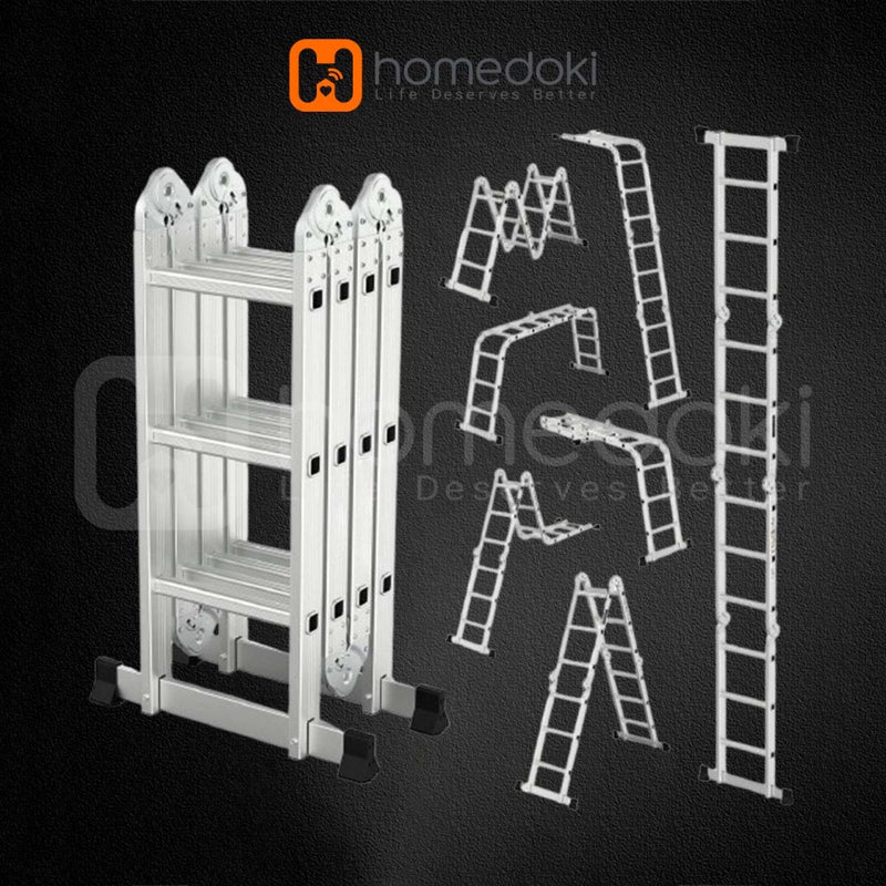 Homedoki Tangga Lipat Aluminium/Tangga Besi/Tangga Lipat/Tangga 9/10/11/12 Steps