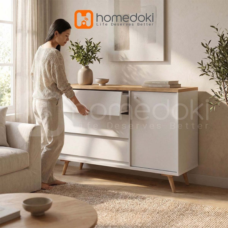 Homedoki Lemari Serbaguna/Kabinet Penyimpanan/Lemari bufet dengan laci/Lemari Penyimpanan Ruang Tamu/Kabinet Serbaguna Ruang Makan