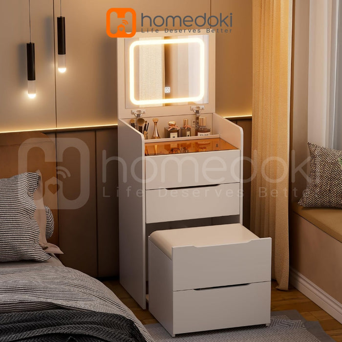 Homedoki Meja Rias/Meja Rias LED/Meja Rias Minimalis/Meja Rias Lampu/Meja Rias Aesthetic/Meja Make Up