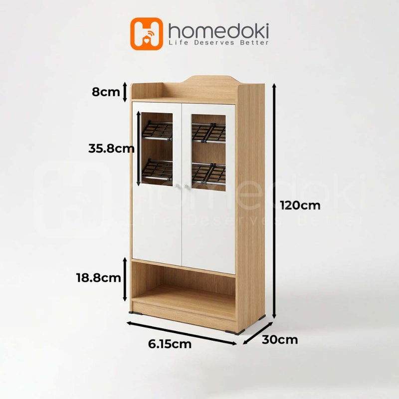 Homedoki Lemari Sepatu/Lemari Sepatu Tidak Berdebu/Rak Sepatu Pintu Masuk/Rak Sepatu Kayu Warna Natural