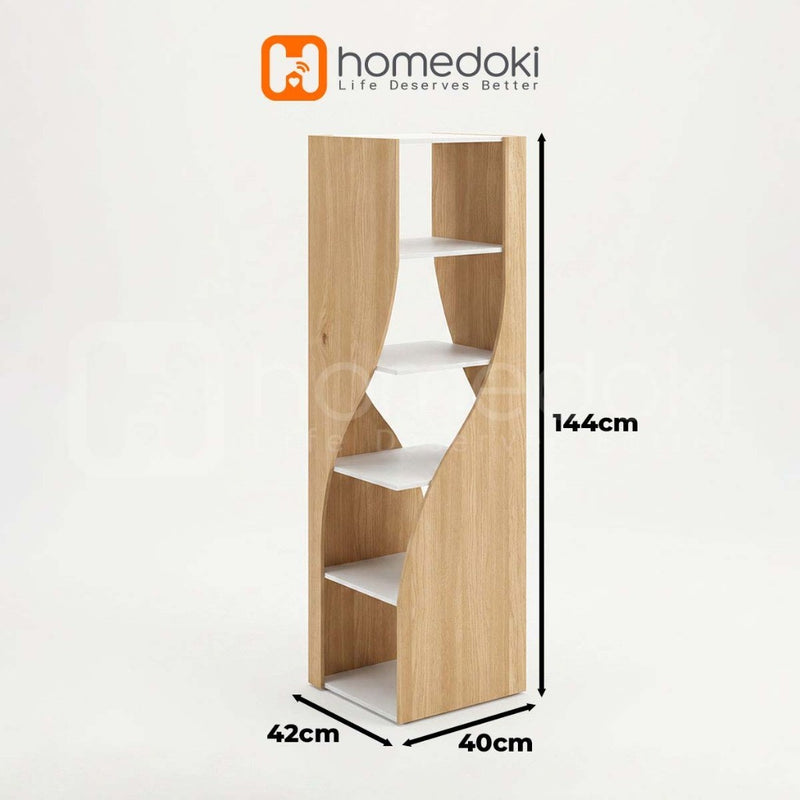 Homedoki Lemari Sudut//Lemari Pojok/Lemari Sudut Minimalis/Lemari Sudut Bentuk Unik/Rak Sudut Ruang Tamu/Rak Kayu Bentuk Unik