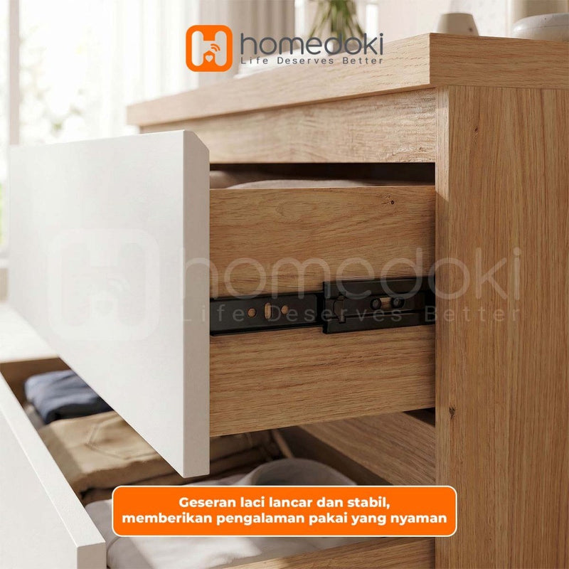 Homedoki Lemari Minimalis/Chest Drawer 4 Laci/Lemari Serbaguna/Lemari Penyimpanan 4 tingkat/Lemari Laci Tanpa Pegangan