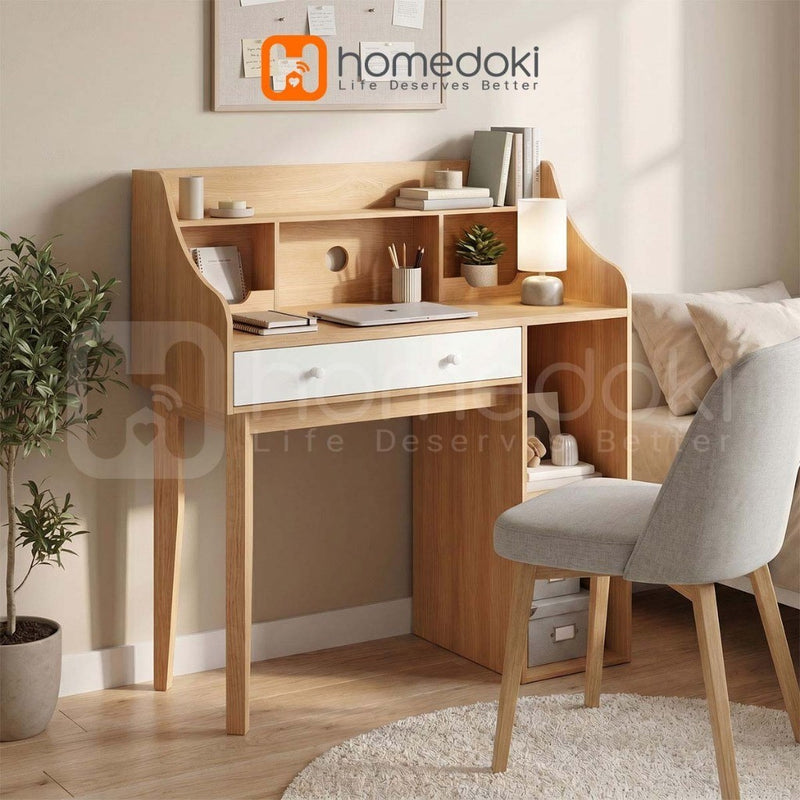 Homedoki Meja Tulis/Meja Belajar/Meja Kerja/Meja Kerja Minimalis Japandi/Meja Belajar Anak Minimalis