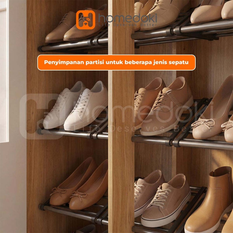 Homedoki Lemari Sepatu/Lemari Sepatu Tidak Berdebu/Rak Sepatu Pintu Masuk/Rak Sepatu Kayu Warna Natural