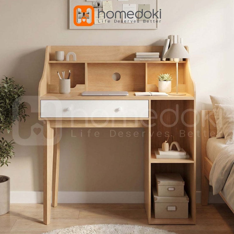 Homedoki Meja Tulis/Meja Belajar/Meja Kerja/Meja Kerja Minimalis Japandi/Meja Belajar Anak Minimalis
