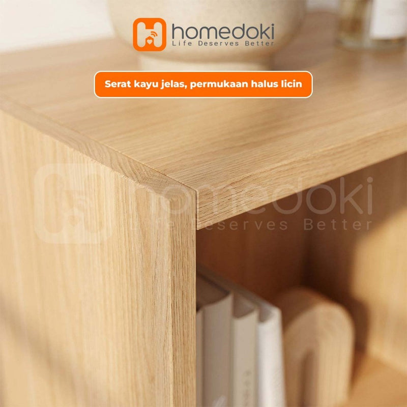 Homedoki Rak Buku/Rak Buku 4 Susun/Rak Penyimpanan Terbuka/Rak Penyimpanan Terbuka Minimalis Japandi