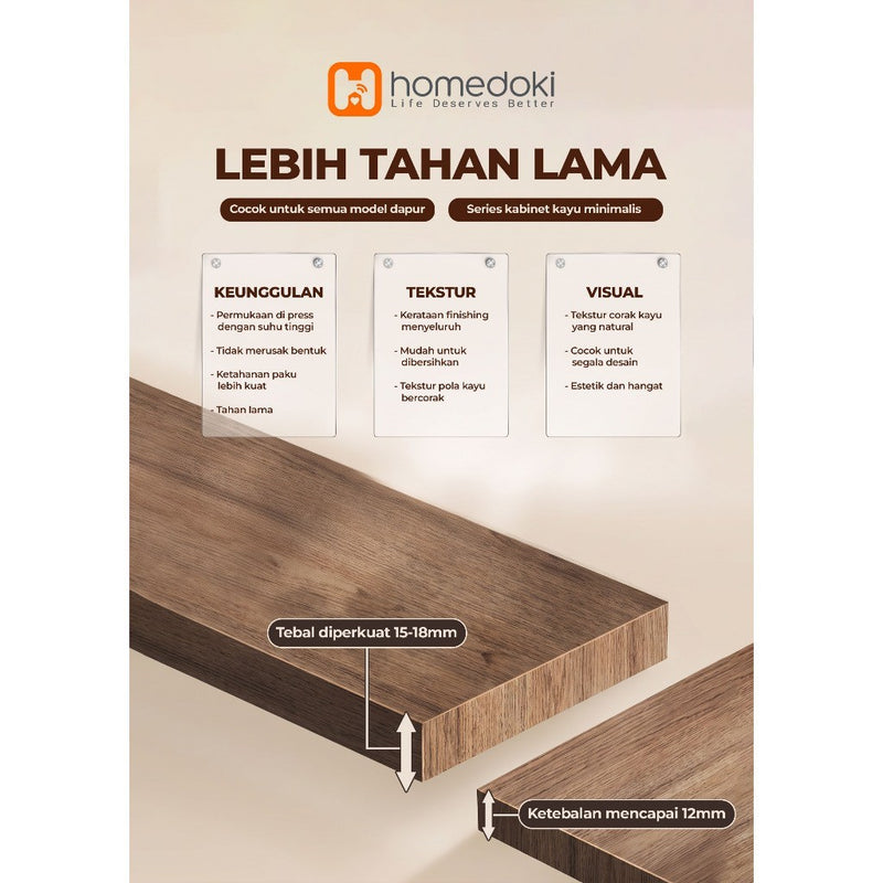 Homedoki Rak Buku/Rak Buku 4 Susun/Rak Penyimpanan Terbuka/Rak Penyimpanan Terbuka Minimalis Japandi