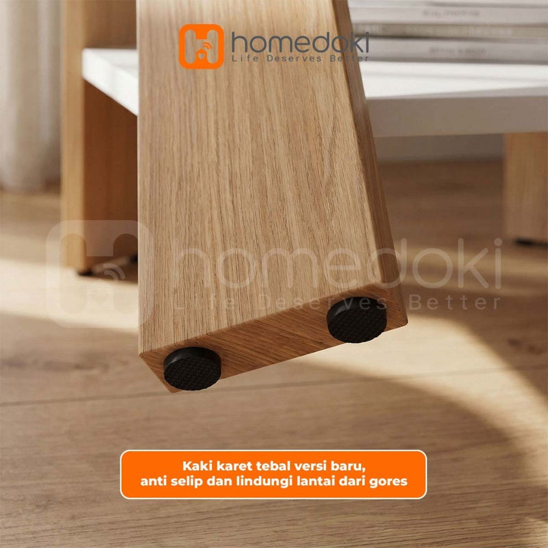 Homedoki Meja Ruang Tamu/Meja Kopi/Meja Kopi Dua Tingkat/Meja Tamu Warna Putih Kayu Natural/Meja Tamu Sudut Kecil
