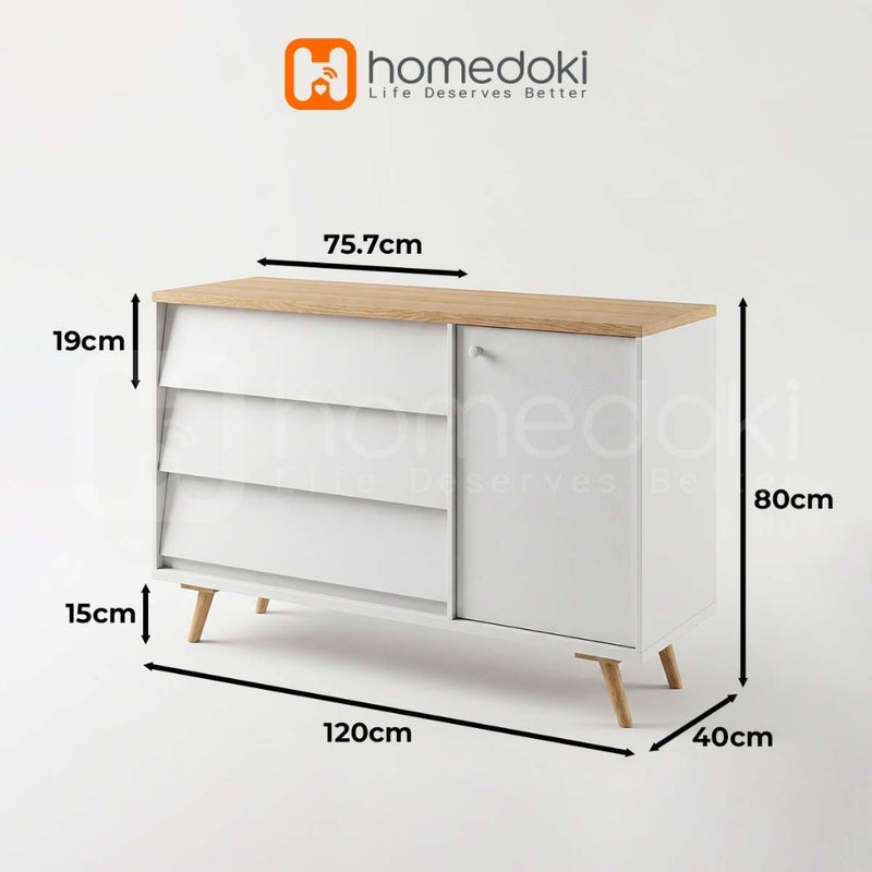 Homedoki Lemari Serbaguna/Kabinet Penyimpanan/Lemari bufet dengan laci/Lemari Penyimpanan Ruang Tamu/Kabinet Serbaguna Ruang Makan
