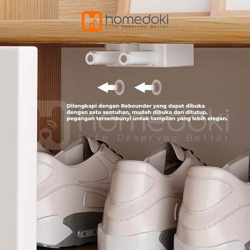 Homedoki Rak Sepatu Susun Tertutup/Rak Sepatu Aesthetic/Rak Sepatu Minimalis