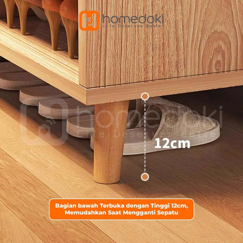Homedoki Rak Sepatu Susun Tertutup/Rak Sepatu Aesthetic/Rak Sepatu Minimalis