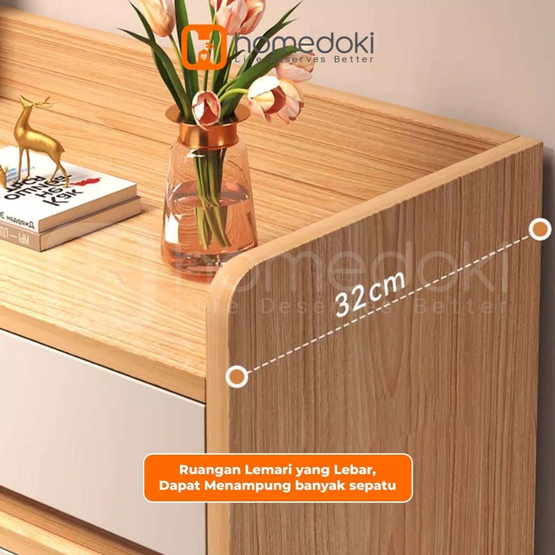 Homedoki Rak Sepatu Susun Tertutup/Rak Sepatu Aesthetic/Rak Sepatu Minimalis
