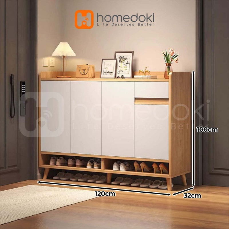 Homedoki Rak Sepatu Susun Tertutup/Rak Sepatu Aesthetic/Rak Sepatu Minimalis