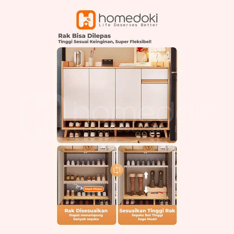 Homedoki Rak Sepatu Susun Tertutup/Rak Sepatu Aesthetic/Rak Sepatu Minimalis