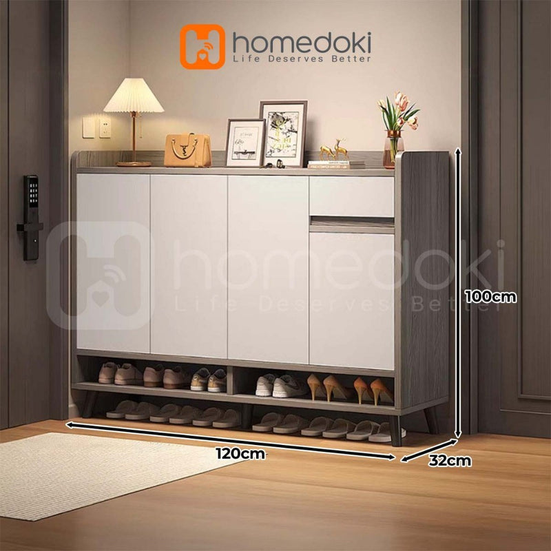 Homedoki Rak Sepatu Susun Tertutup/Rak Sepatu Aesthetic/Rak Sepatu Minimalis