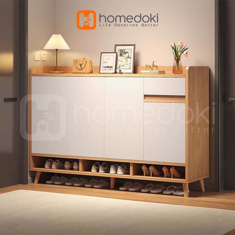 Homedoki Rak Sepatu Susun Tertutup/Rak Sepatu Aesthetic/Rak Sepatu Minimalis