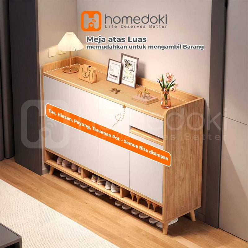 Homedoki Rak Sepatu Susun Tertutup/Rak Sepatu Aesthetic/Rak Sepatu Minimalis