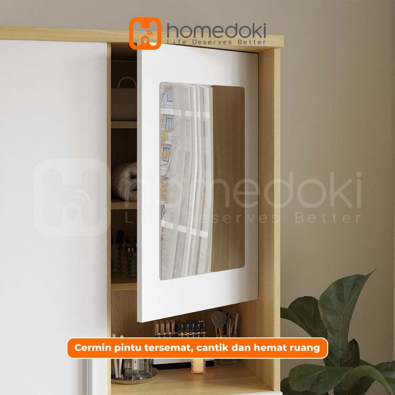 Homedoki Lemari Pakaian Minimalis Cermin/Lemari Pakaian/Lemari Baju/LemariPakaian Estetik/Lemari Baju Aesthetic