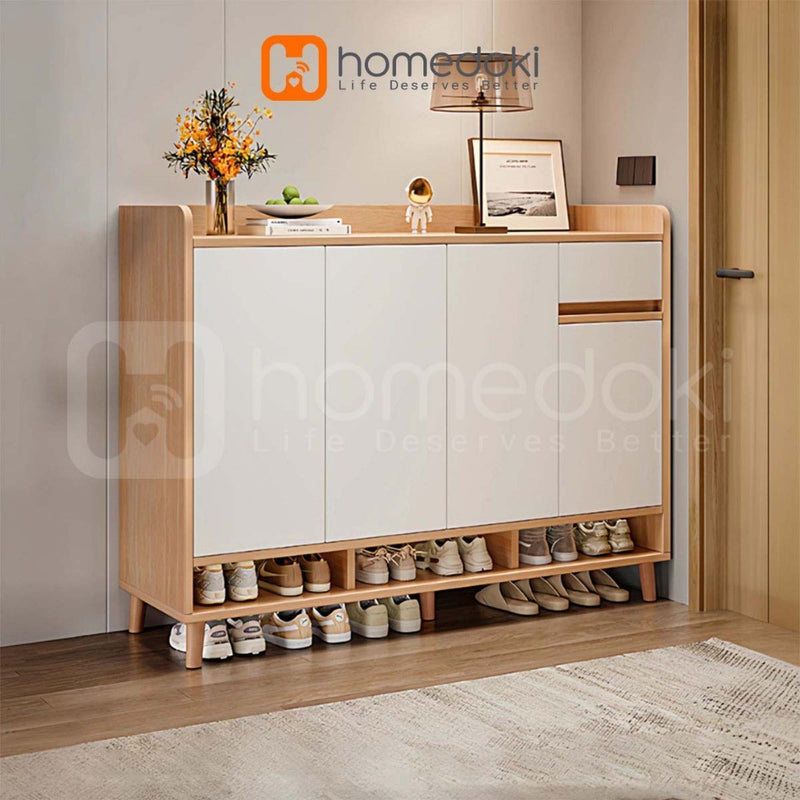 Homedoki Rak Sepatu Susun Tertutup/Rak Sepatu Aesthetic/Rak Sepatu Minimalis