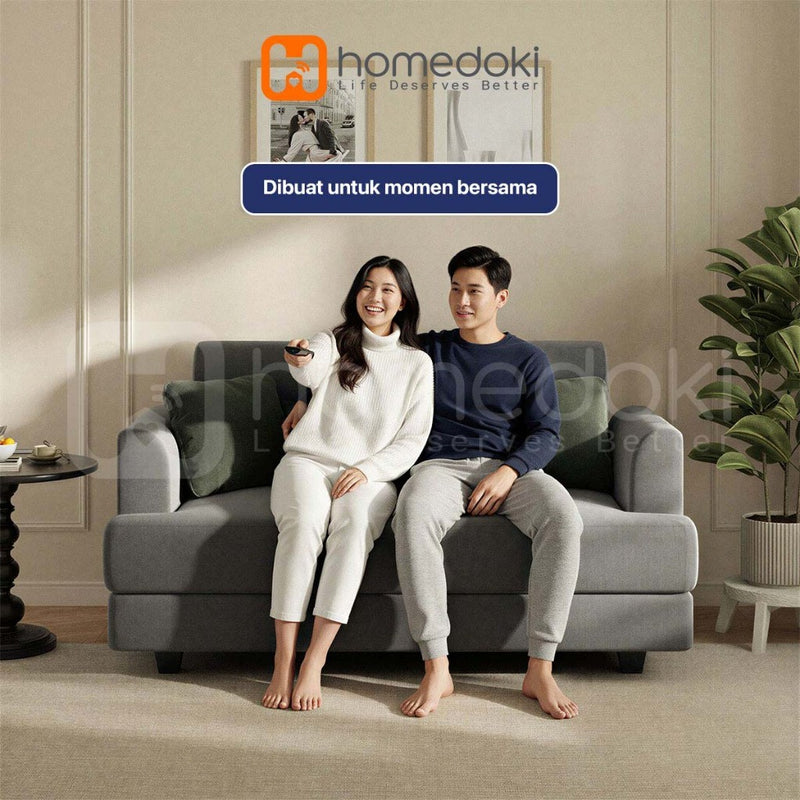 Homedoki Cover Sofa Elastis 2-Seater Abu-abu/Kursi Sofa Ruang Tamu Minimalis Modern/Sofa Minimalis Ruang Tamu