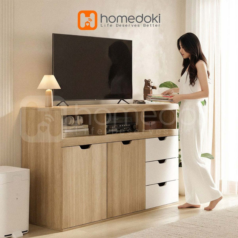 Homedoki Meja TV/Rak TV/Meja TV Minimalis Modern/Meja TV Kayu Ekonomis/Meja TV Minimalis Modern Terbaru