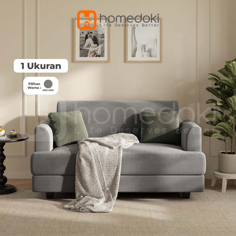 Homedoki Cover Sofa Elastis 2-Seater Abu-abu/Kursi Sofa Ruang Tamu Minimalis Modern/Sofa Minimalis Ruang Tamu