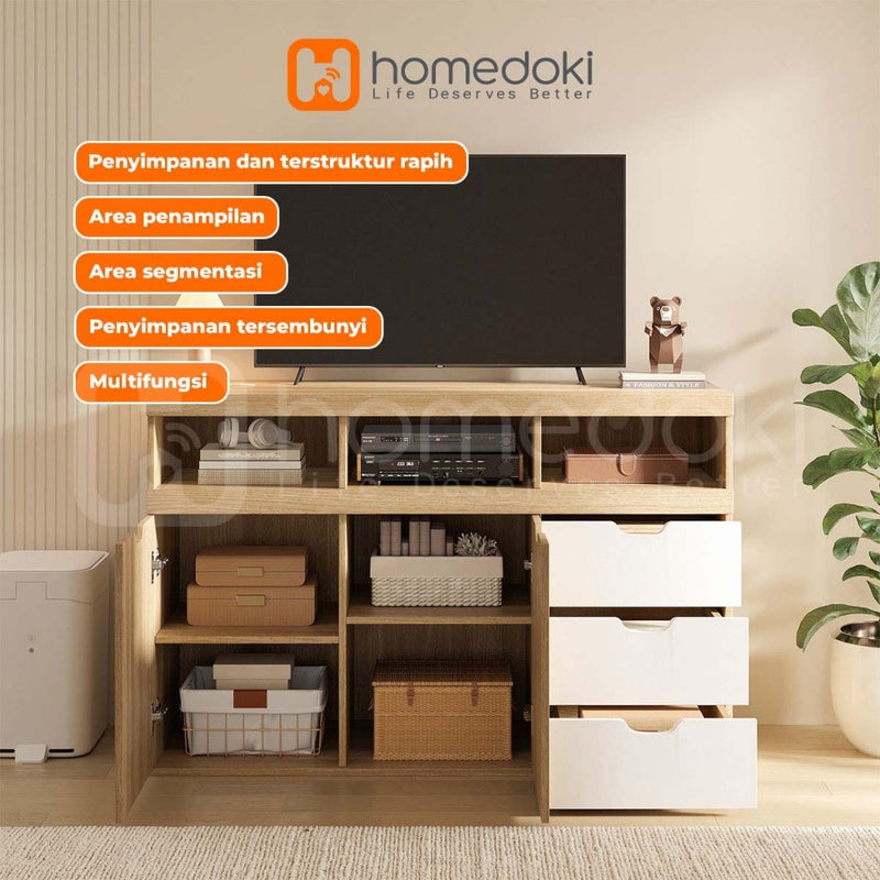 Homedoki Meja TV/Rak TV/Meja TV Minimalis Modern/Meja TV Kayu Ekonomis/Meja TV Minimalis Modern Terbaru