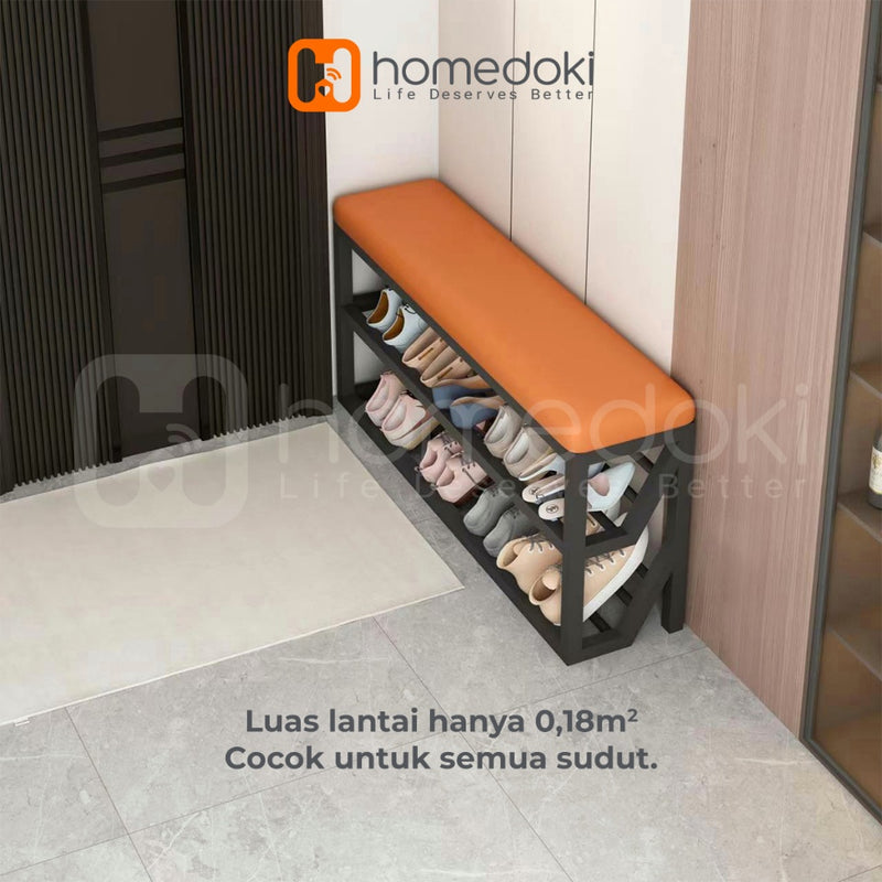 Homedoki Rak Sepatu / Rak Sepatu Duduk / Rak Sepatu Sofa / Bangku Rak Sepatu / Lemari Sepatu 2 Susun