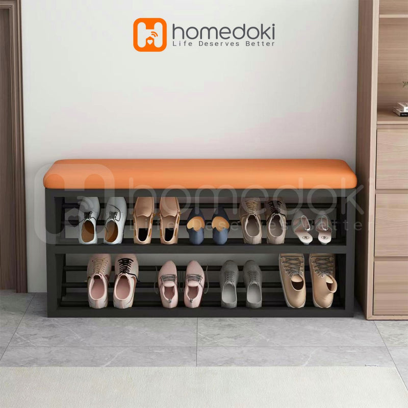 Homedoki Rak Sepatu / Rak Sepatu Duduk / Rak Sepatu Sofa / Bangku Rak Sepatu / Lemari Sepatu 2 Susun