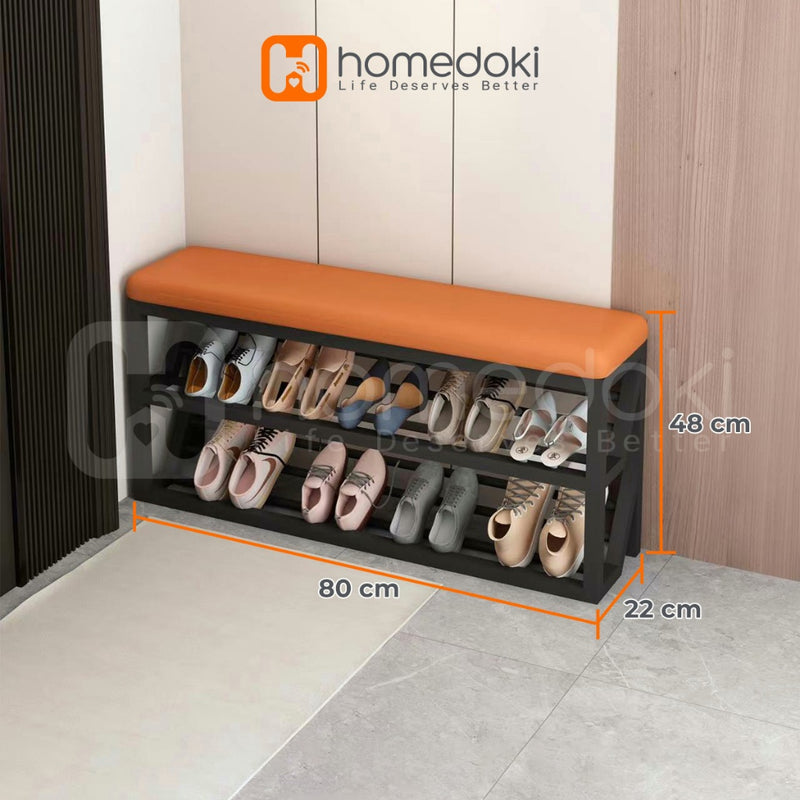 Homedoki Rak Sepatu / Rak Sepatu Duduk / Rak Sepatu Sofa / Bangku Rak Sepatu / Lemari Sepatu 2 Susun