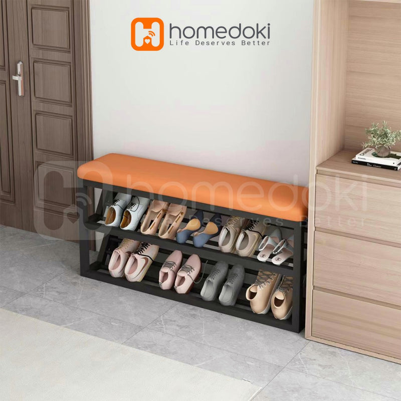 Homedoki Rak Sepatu / Rak Sepatu Duduk / Rak Sepatu Sofa / Bangku Rak Sepatu / Lemari Sepatu 2 Susun