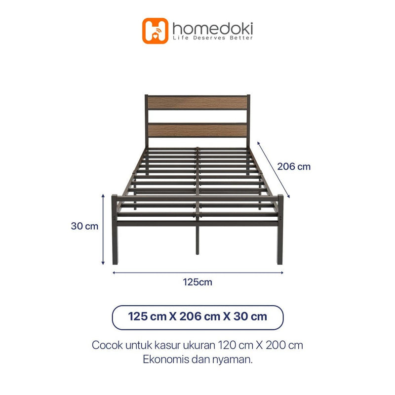 Homedoki Retro Series / Dipan Tempat Tidur /Sandaran Ranjang Besi/Dipan Dengan Sandaran/Divan Kasur