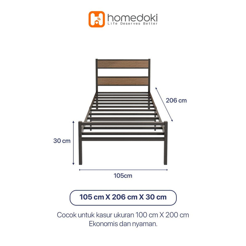 Homedoki Retro Series / Dipan Tempat Tidur /Sandaran Ranjang Besi/Dipan Dengan Sandaran/Divan Kasur