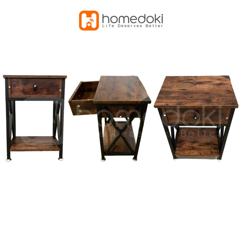 Homedoki Meja Nakas Minimalis / Meja Nakas Kecil / Meja Sudut / Meja Samping Tempat Tidur