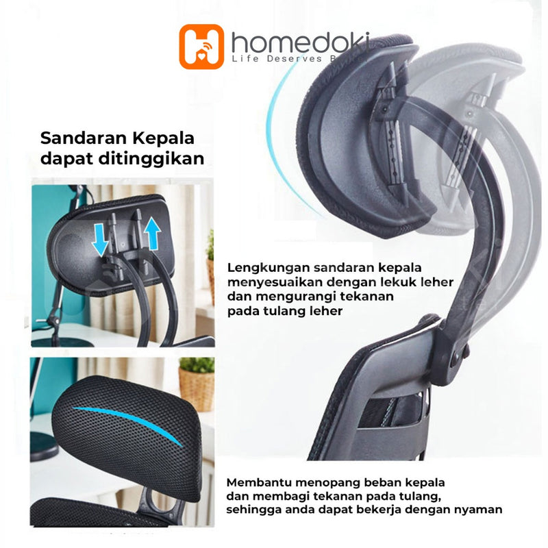 Homedoki Kursi Kantor / Kursi Gaming / Kursi Putar / Kursi Kerja / Kursi Jaring