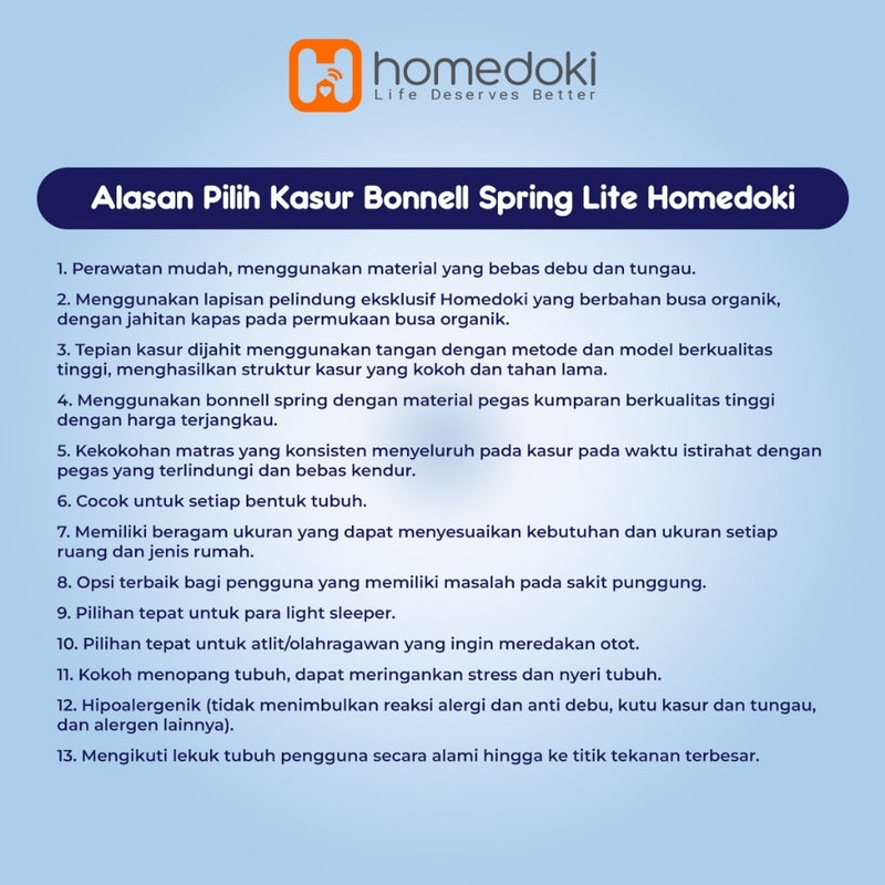 Homedoki Bonnell Spring / Kasur Spring Bed / Kasur Box / Tebal 20cm / Spring Bed 180x200