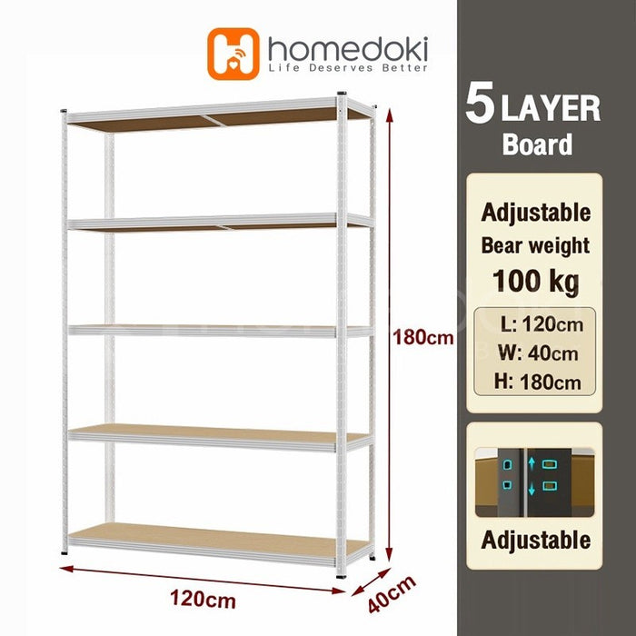 Homedoki Rak penyimpanan 5 tingkat / 5 susun Rak gudang Serbaguna Rak/ lemari dapur serbaguna