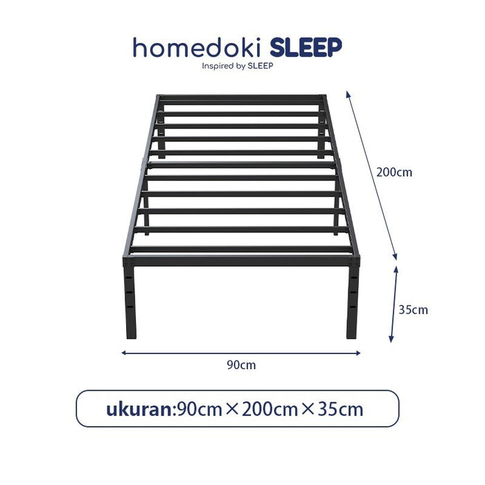 Homedoki Basicbed / Dipan Tempat Tidur / Yelena Ranjang Tidur / Divan Dipan Tempat Tidur / Kai Ranjang Besi Industrial Bed In a Box