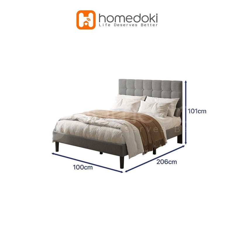 Homedoki Luna Series Soft-padded backbed / Minimalis Dipan Mudah Dipasang / Rak tidur kayu